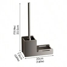 1pc Square Toilet Brush Shelf, Wall Mounted Shelf, Washroom Toilet Bathroom Toilet Storage Artifacts Without Punching, Home Essential - Grey - View 3