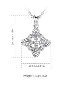1 Pieza Collar Colgante Simple De Nudo De Brujas De Plata Esterlina 925
