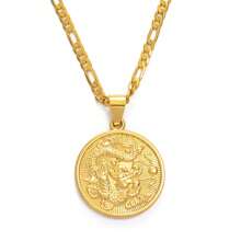 1入組祥龍吊墜鏈項鍊,鍍金珠寶吉祥物裝飾品 - 彩色 - 查看 6