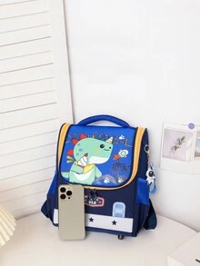 新款幼儿园儿童书包可爱独角兽恐龙卡通双肩包便携小学生休闲背包甜美女孩拉链手拿背包撞色小学生书包背包收纳袋适合女童男童儿童小学生日常上学出游使用旅游配件 - 寶藍色 - 查看 4