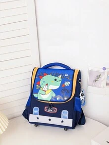 新款幼儿园儿童书包可爱独角兽恐龙卡通双肩包便携小学生休闲背包甜美女孩拉链手拿背包撞色小学生书包背包收纳袋适合女童男童儿童小学生日常上学出游使用旅游配件 - 寶藍色 - 查看 6