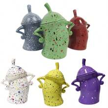 Plastic Creative Forked Waist Jars With Lids European Style Retro Spotted Cup Canister With Attitude Food Cans Kitchen Storage Jars, Sealing Lid - Purple - View 5