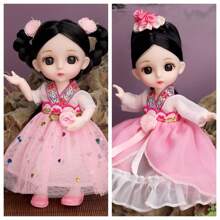 1pc 16cm Exquisite Doll, Decorative Gift, Movable Realistic Joint Puzzle Toy Doll Set, Chinese Style Doll, Cute Doll With Clothes And Shoes, New Year Gift, Model Gift, Toy (Some Accessories Sent Randomly), Room Decor - Pink - View 7
