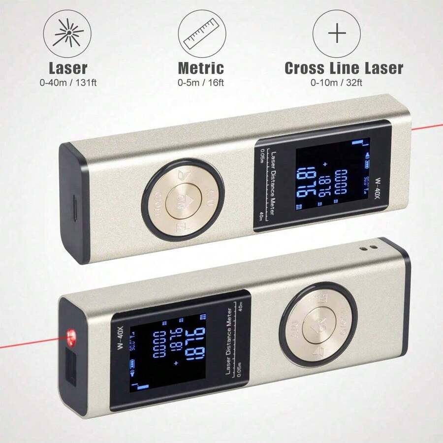 196ft/60m Laser Distance Meter Portable Handheld Digital Measuring Tool ...