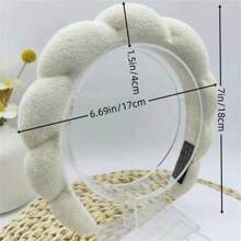 1pc Cloud Shape Hairband With Bun, Korean Towel Material, Wholesale Hair Accessory - White - View 2