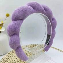 1pc Cloud Shape Hairband With Bun, Korean Towel Material, Wholesale Hair Accessory - White - View 5