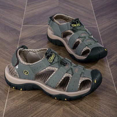 Men's Summer Outdoor Sandals, Anti-Slip Soft Bottom Waterproof Closed Toe Casual Shoes, Middle-Aged Sports Beach Shoes