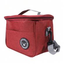 1pc One Size/Large Burgundy Color Capacious Polyoxymethylene Oxford Cloth Lunch Bag With Handles And Shoulder Strap, Aluminum Foil Insulated Bento Box Bag, Large Capacity - Burgundy - View 3