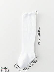 1pair Unisex Soft And Breathable Sports Style Baby Knee-High Socks, White, Suitable For 6-12 Months / 1-2 Years - White - View 5