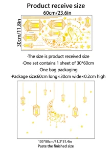 1 Pieza Pegatina De Pared Decorativa Para El Hogar Con Cadena De Luces De Estrella Y Luna