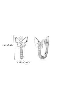 1對時尚精美的925純銀立體鑽石蝴蝶耳環,低敏、優雅的校園風耳飾,適合日常通勤、紀念日、生日禮物 - 蝴蝶型 - 查看 5