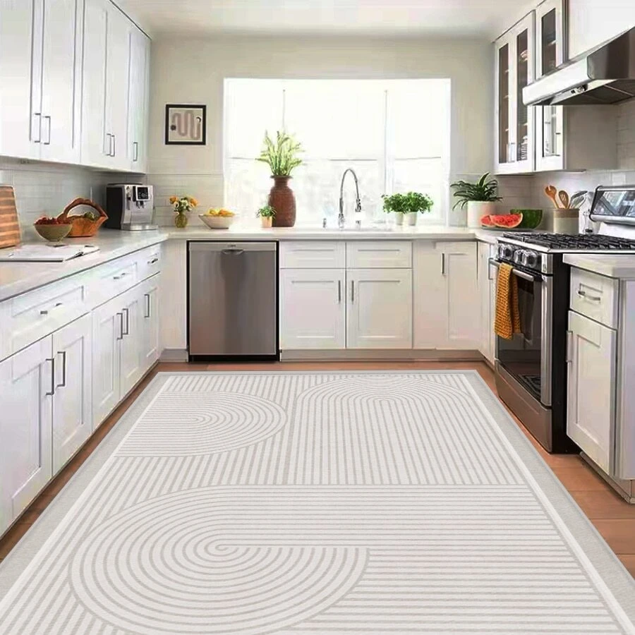 Tapete De Borde De Terciopelo Cristalino De Estilo Japonés Con Puntas Y Fondo De Plástico Liviano, Lujoso Tapete Rayado Antideslizante Y Suave, Suave Y Esponjoso, Perfecto Para La Habitación De Ropa Y Gorros - Serie de rayas-13 - Ver 1