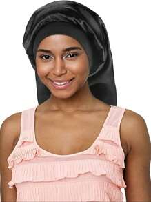 Awegeo 2pcs Women's Long Adjustable Wide-Banded Elastic Hair Care Cap, Suitable For Curly Hair Care, Sleeping And Home Use | Comfortable Styling Design - Multicolor - View 4