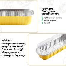 200PCS Mini Aluminum Foil Loaf Pans With Lids (100 Pans + 100 Lids) 6.8oz Rectangular Baking Containers, Disposable Mini Cake Pans Muffin Liners. Cheesecake Cups For Desserts Flans Pudding Breads. Ideal For Picnics Weddings Graduation Party Food Display - Gold - View 4