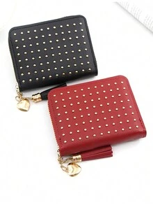 兒童短式鏈珠錢包,學生儲物錢包,卡片收納夾 - 黑色 - 查看 5