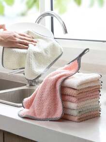 20pcs Hangable Coral Fleece Dish Cloth, Kitchen Household Absorbent Dish Towel, Scouring Rag, Hand Wipe Towel, Cleaning Cloth For Small Business Owners/Retailers,Kitchen,Bathroom,Home,Household Suppliers