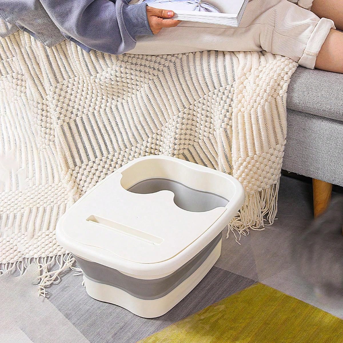 1pc Home Foot Spa Bath Massage Tub With Foldable Cover, Insulating Belt