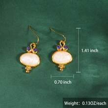 1pair Fashionable Extra Large Pearl Dangle Earrings With Sparkly Charm, Great Gift For Women's Anniversary - Silver - View 5