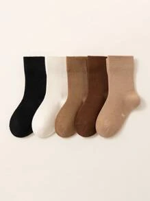 5pairs Unisex Solid Color Short Socks For Children - Multicolor - View 1
