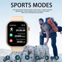 2.01吋智能手錶男女通用,無線通話提醒,音樂播放,多功能運動手錶 - 金色 - 查看 7