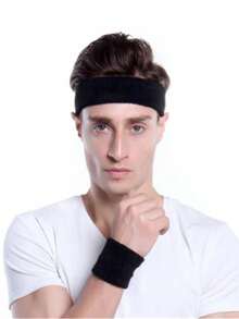 Elastic Sweatband Basketball Sports Headband Women Men Gym Fitness Sweat Hair Band Volleyball Tennis Running - Black - View 5