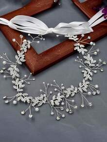 1入組女士銀色合金鑲鑽新娘頭飾皇冠,適用於新娘婚禮派對活動 - 銀色 - 查看 4