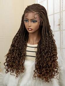 13*4透明拉鍊式合成髮,預拉發際線編織染成棕色漸層,辮子髮型 - 漸層 - 查看 7