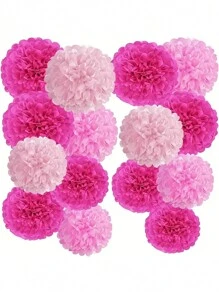 8 件粉色和白色纸球花，适用于新娘、迎婴派对、生日派对、婚礼装饰，配有纸球、扇子、灯笼、圣诞节