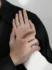 1對s925純銀情侶戒指代表一起在愛中度過美好時光。情侶對戒情人節禮物 - 銀色 - 查看 7