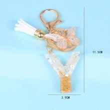 1 móc khóa sáng tạo kèm đá chữ cái, phụ kiện nhựa, tua rua hình bướm, mặt dây chuyền chữ cái, móc khóa cho bé gái, phụ kiện ô tô, túi xách, phụ kiện học đường, phong cách Goth Y2k dễ thương, phụ kiện túi xách, dây đeo có ngăn đựng thẻ, phụ kiện ô tô, túi xách, móc khóa - Nhiều màu - Xem 18