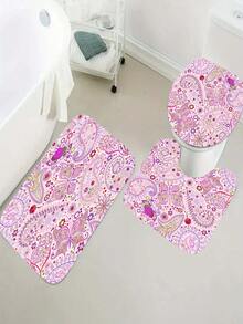 4 件組創意波西米亞風格印花浴簾,防水,12 個掛鉤,浴室地毯,u 形馬桶墊,馬桶蓋墊,浴室裝飾,浴簾套裝 - 彩色 - 查看 4