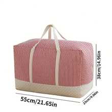 2 件/套條紋收納袋,適用於衣服、寢具、行李、可水洗旅行包裝收納袋 - 粉紅色條紋 - 查看 2