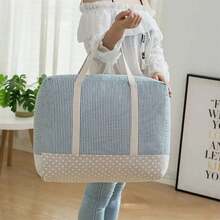 2 件/套條紋收納袋,適用於衣服、寢具、行李、可水洗旅行包裝收納袋 - 粉紅色條紋 - 查看 4