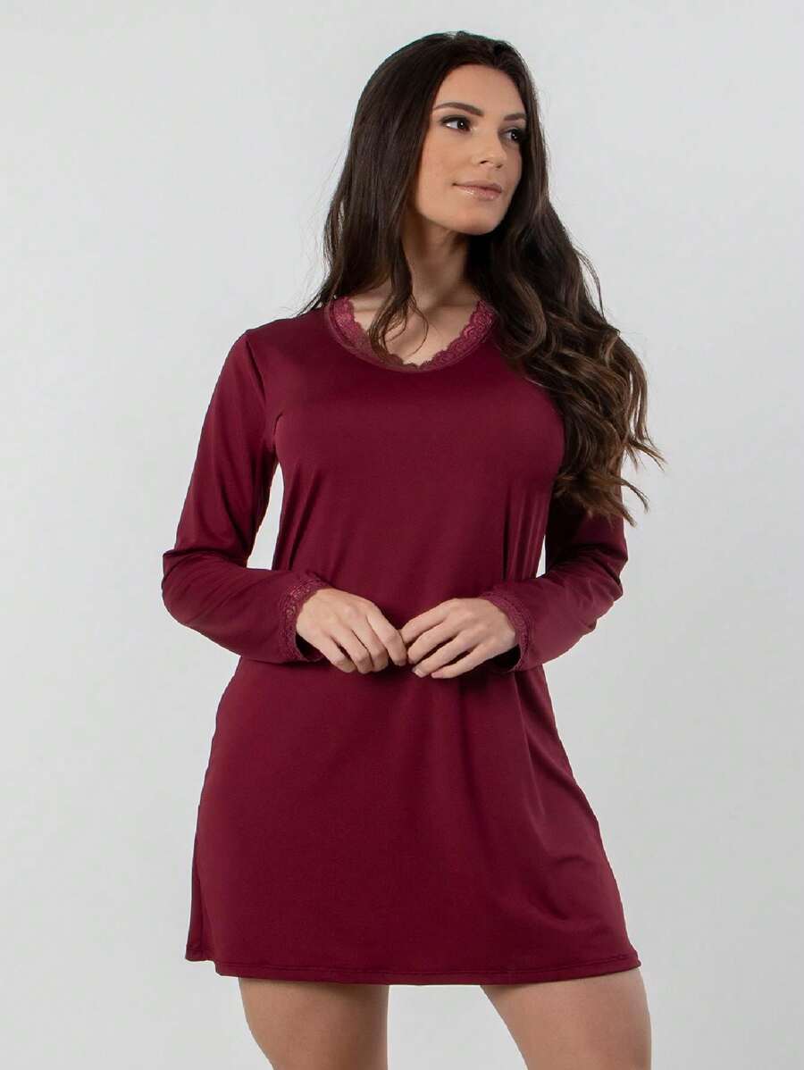 Women Nightgowns & Sleepshirts - Màu Đỏ Sâu - Xem 1