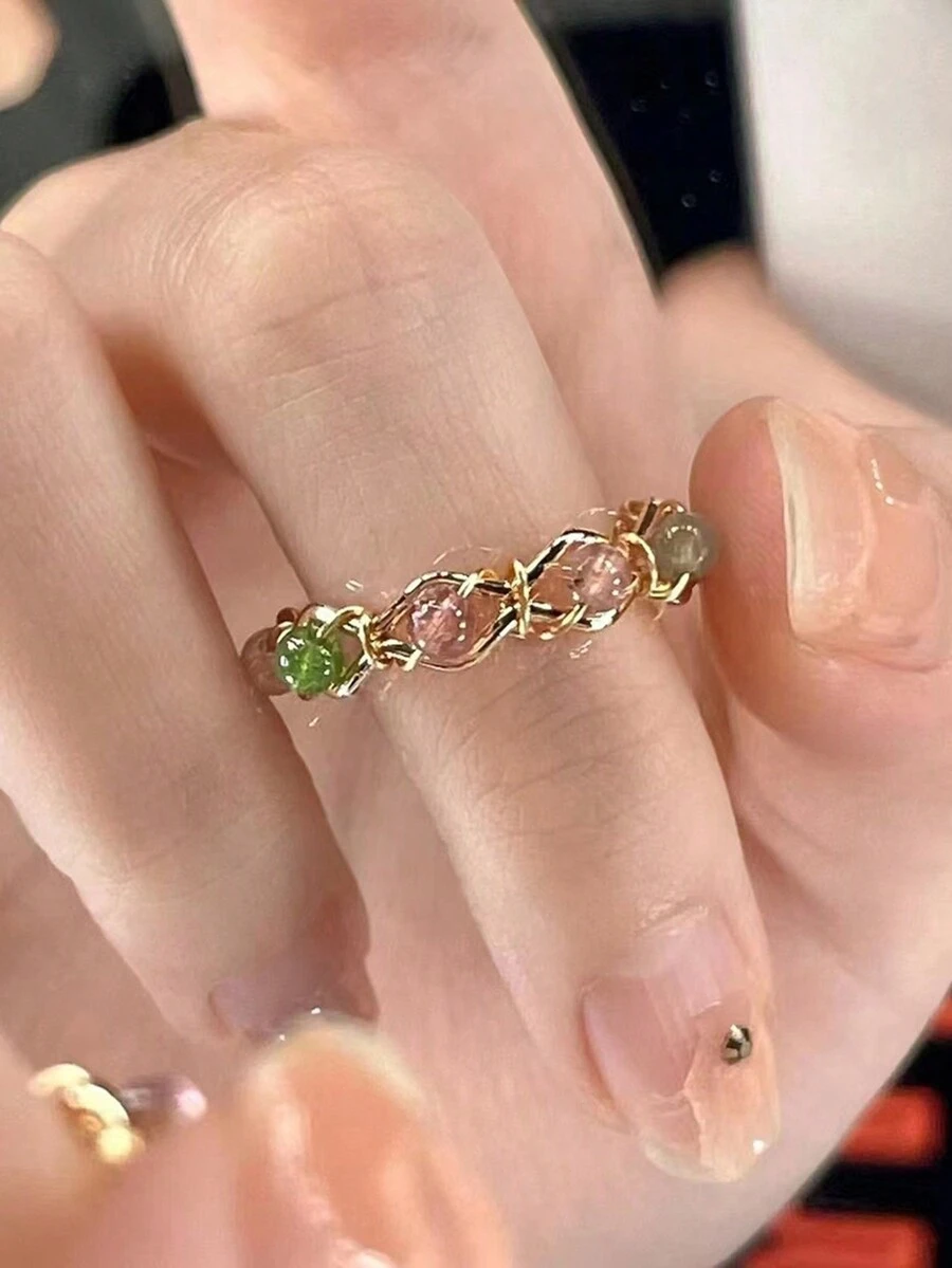 1pc Vintage Open Ring With Wrapped Design, High-End Style, For Girl - Multicolor - View 1