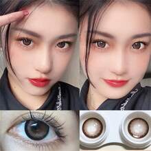 Morningcon Highlighted Rose Red Halloween Colored Contact Lenses For Eyes Natural Contact Lens Big Beauty Pupil Degrees Prescription Myopia - Red - View 5