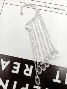 1對長款流蘇耳環,創意珍珠裝飾,耳掛設計,適合女性日常佩戴 - 銀色 - 查看 3