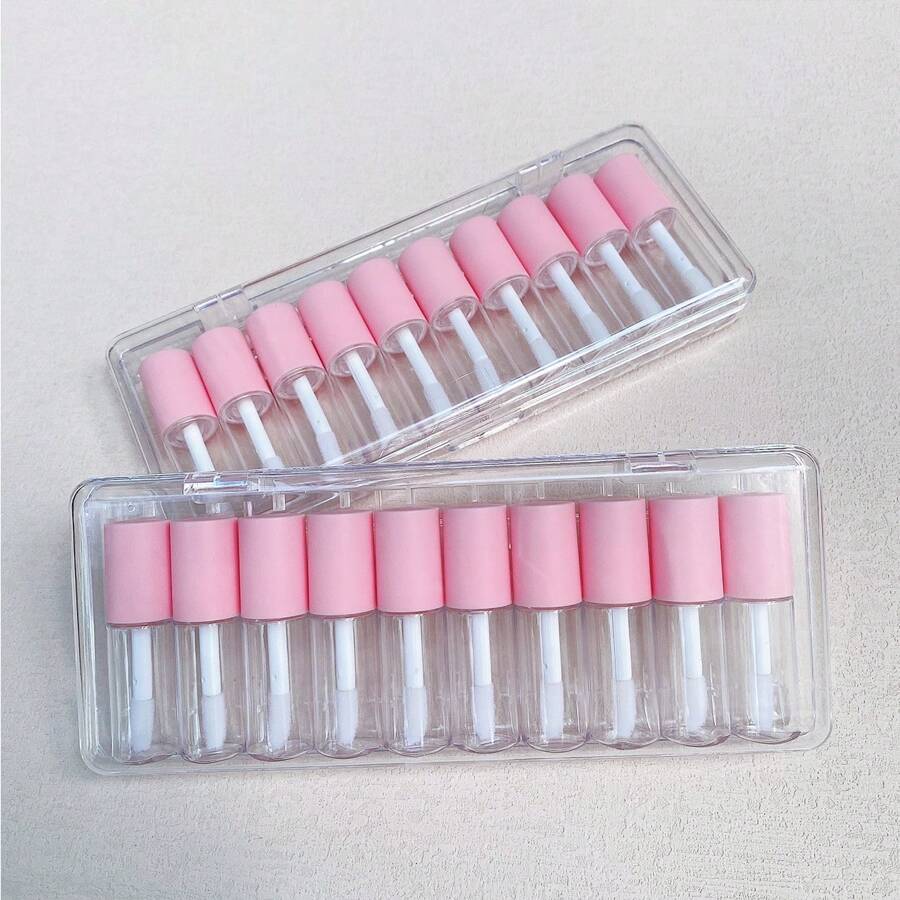 1 Pack 4ml Lip Gloss Empty Plastic Tubes Mini Clear Lipgloss Packaging Container Lipstick Bottles Refillable Empty Bottle - Pink - View 1