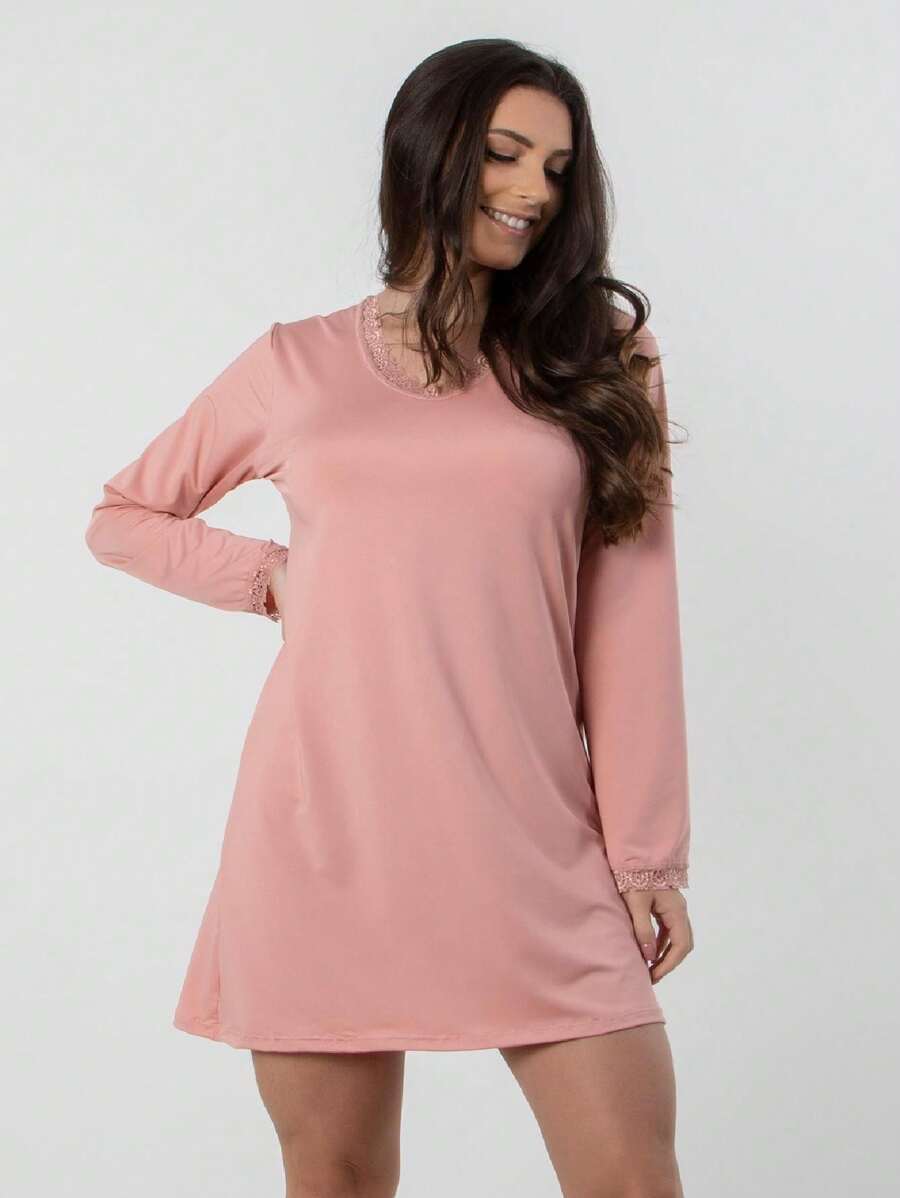 Women Nightgowns & Sleepshirts - Rosa Pálido - Ver 1