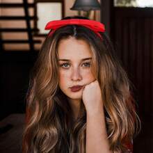 6入組蝴蝶結頭帶,可愛的頭髮結扣頭箍,柔軟布料絲帶頭帶,針對女性女孩聖誕派對角色扮演配件 - 彩色 - 查看 4