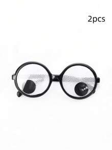 1 件创意趣味可旋转眼球设计圆框眼镜，适合自拍、派对服装、圣诞节 - 彩色 - 查看 7