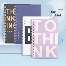 4 件装美式 A5 螺旋装订加厚学生笔记本，极具吸引力，通用带线记事本，适用于简单的家庭作业 - 彩色 - 查看 1