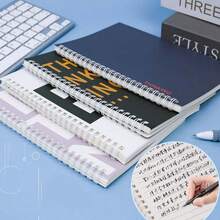 4 件装美式 A5 螺旋装订加厚学生笔记本，极具吸引力，通用带线记事本，适用于简单的家庭作业 - 彩色 - 查看 2