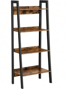 VASAGLE Étagère Échelle à 4 Niveaux, Bibliothèque, Étagère de Rangement, pour Salon, Bureau, Chambre, Cuisine, Cadre en Métal, Facile à Assembler, Style Industriel, Marron Rustique et Noir - Tabac - Voir 1