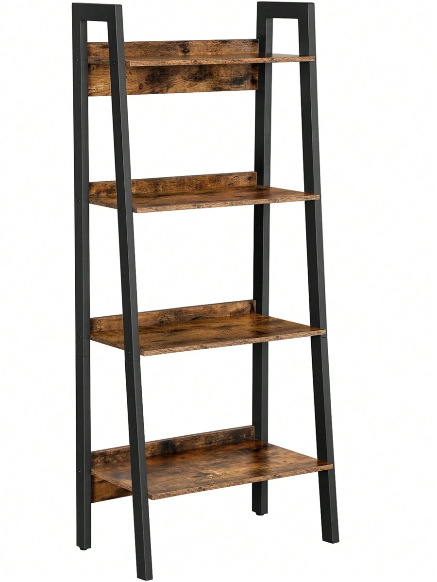 VASAGLE Étagère Échelle à 4 Niveaux, Bibliothèque, Étagère de Rangement, pour Salon, Bureau, Chambre, Cuisine, Cadre en Métal, Facile à Assembler, Style Industriel, Marron Rustique et Noir - Tabac - Voir 1