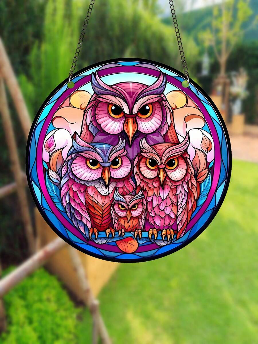 1pc Owl Pattern Dream Catcher Outdoor Hanging Decoration - Yellow - View 1