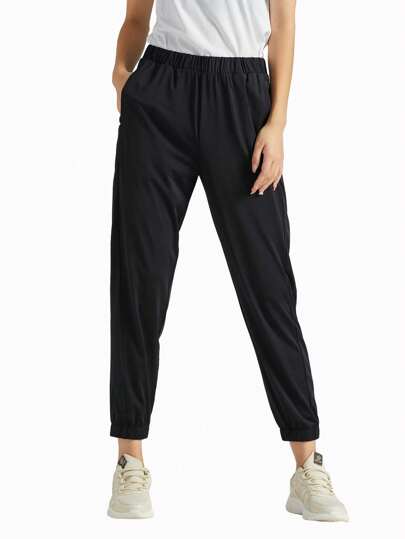 TECTOP Women'S Casual Outdoor Hiking Pants Sun-Protective UPF300+ Ice Silk Fabric Sun-Proof Breathable Elastic Waist Jogger Track Sweatpants With Pockets For Yoga, Workout, Athletic, Mountaineering
