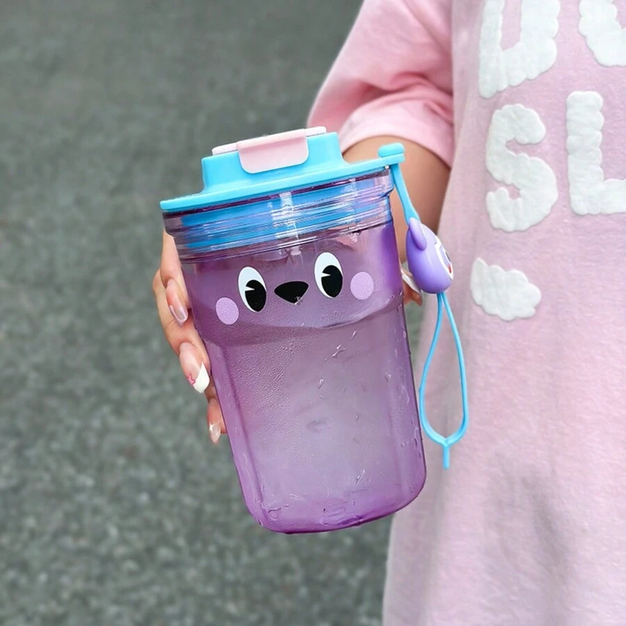 1pc 450ml Portable Stainless Steel Insulated Cup With Straw - Purple - View 1
