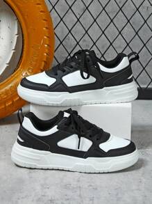 Black And White Fashionable Unisex Sports Shoes For School And Daily Casual Activities, Skateboarding And Walking - Black and White - View 1