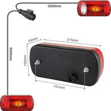 Iluminación de remolque de luz trasera 13 pin, luces traseras de iluminación de remolque de 12 V con 6 funciones, 2 x 5.5 m de cable establecido - Rojo - Ver 2
